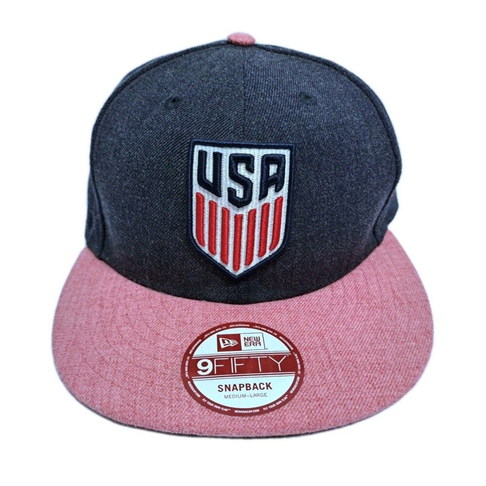 USA New Era 9Fifty Hat Snapback Soccer Team Patch Cap Adjustable Red Blue Wool